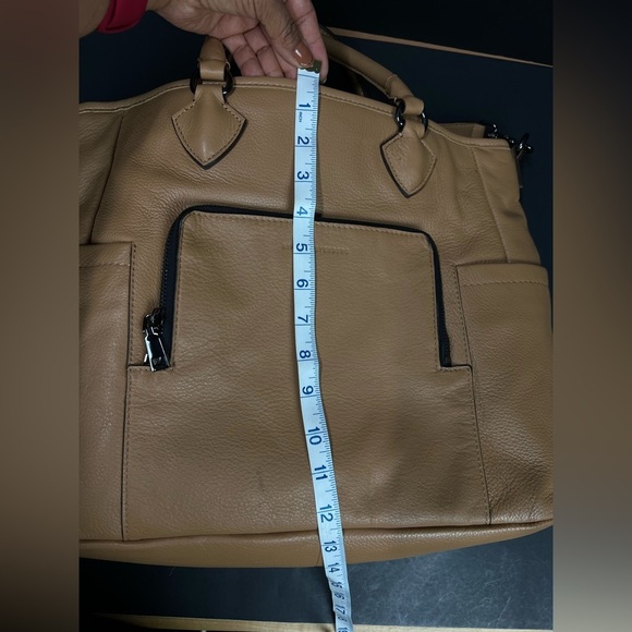 Aimee Kestenberg Tan Leather Tote Bag 15 x 12 x 5"Front Pocket Mag Closure NEW - Picture 14 of 15